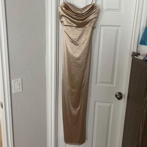 Elegant Gold Satin Windsor Dress